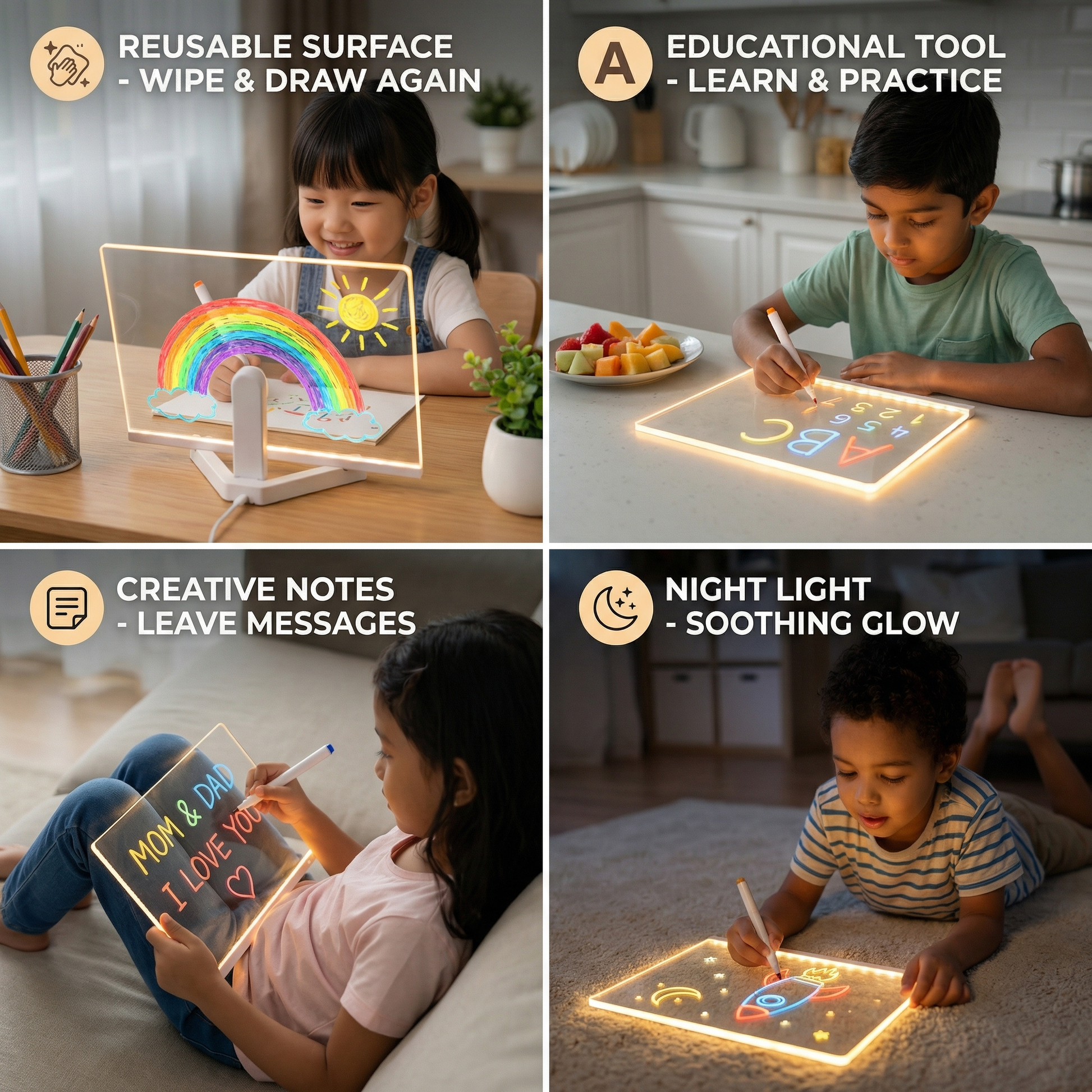 LED Writing Drawing Board for Kids